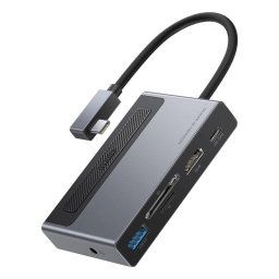 Hub USB Type-C Baseus Magic, 100W, HDMI, SD / MicroSD, USB, Jack 3.5mm, Gri CAHUB-DA0G