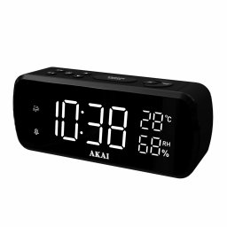 Radio cu ceas digital afisaj pentru temperatura si umiditate Akai ACR-1080, incarcare USB, Negru