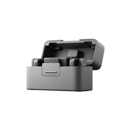 Kit microfon DJI Mic Mini 2, Carcasa cu incarcare, Autonomie 11.5 ore, Adaptor si magneti inclusi, Gri