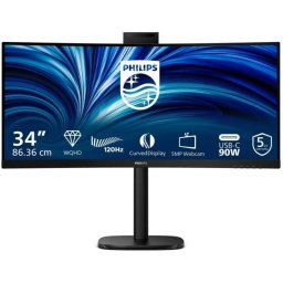 Monitor Philips 34B2U3600CH, 34inch, Curved, VA, UWQHD, 3440 × 1440 pixeli, 4ms, 60Hz, 1 × DisplayPort 1.4, 2 × HDMI 2.0, 1 × USB-C, Negru