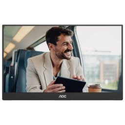 Monitor portabil AOC 16T20E2, 15.6inch, IPS, Full HD (1920 × 1080 pixeli), 60Hz, 4ms, 1 × mini HDMI, 1 × USB Type-C, Negru