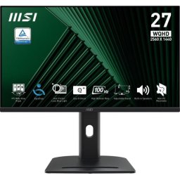 Monitor MSI PRO MP275QPG, 27inch, LED,2560 × 1440 pixeli (WQHD / QHD), Plat, 100Hz, 4ms, 2 × HDMI 2.0, 1 × DisplayPort, Negru