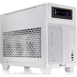 Carcasa PC Thermaltake TR100 Snow, Mini Tower, Fara sursa, 2 ventilatoare compatibile, Alb