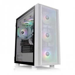 Carcasa PC Thermaltake H570, MiddleTower, Sticla temperata, ARGB, Fara sursa, 7 ventilatoare compatibile, 3 incluse, Alb