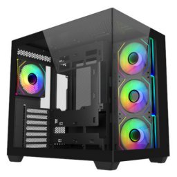 Carcasa PC Cooler Master Elite 681, Middle Tower, ARGB, Sticla temperata, Fara sursa, 10 ventilatoare compatibile, 4 incluse, Negru