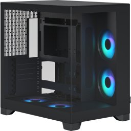 Carcasa PC Fractal Design Pop 2 Vision, Middle Tower, RGB, Sticla temperata, Fara sursa, 8 ventilatoare compatibile, 4 incluse, Negru
