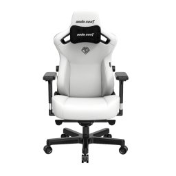 Scaun de gaming ergonomic Kaiser 3 L, eco-piele albă, cu suport ajustabil și sistem de asamblare rapidă