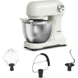 Robot de bucatarie QB140AF0 Robot de bucatarie Tefal Bake Easy , 500W, 12 trepte de viteza, bol 3.5L, functie Pulse, design compact, tel pentru oua, accesoriu mixat, carlig aluat, functie oprire automata, bej
