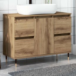 Dulap pentru baie stejar artizanal, 80x33x60 cm, lemn prelucrat GartenMobel Dekor