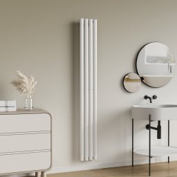 Calorifer vertical Nore alb 180x24 cm, 484W, otel, montaj pe perete