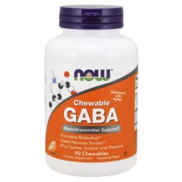 NOW Foods Tablete masticabile GABA cu aromă de portocale 90 tab.