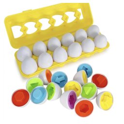 Joc educativ Set 12 oua de potrivit cu forme geometrice