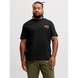 Jack & Jones Plus Tricou barbati big sizes, din bumbac, Regular fit, JJRUSH, Negru (SELECTATI MARIMEA: 4XL)