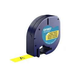 Etichete originale DYMO LetraTag din plastic galben 12 mm x 3m pentru identificare vizibila, depozitare si organizare rapida S0721620DY