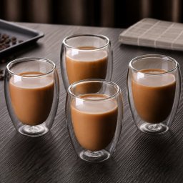 Set 4 Pahare Cafea cu Pereti Dubli 350 ml