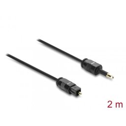 Cablu audio optic mini Toslink 3.5 mm la Toslink 2m Negru, Delock 90920
