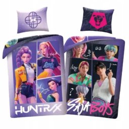 Vânători de Demoni K-Pop: Set lenjerie de pat dublă față, 140 x 200 cm