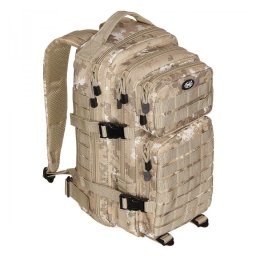 Rucsac modular Assault, 30 litri, multiple buzunare, compatibil sistem hidratare, camuflaj vegetato desert MFH