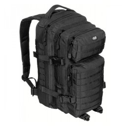 Rucsac modular Assault, 30 litri, multiple buzunare, compatibil sistem hidratare, negru MFH