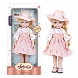 Papusa Jelenia 33 cm pentru Copii, Papusa Eleganta cu Rochita si Palarie, Jucarie pentru Fetite cu Par Lung si Design Realist, Papusa Fashion pentru Joaca, Colectie si Cadou Copii 3+ Ani, Roz