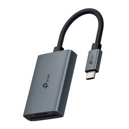 CARD READER extern TP-Link, interfata USB Type-C, citeste/scrie: SD si microSD, suporta carduri maxim 1 TB, lungime cablu 15 cm, metalic, gri "UA440C" (timbru verde 0.03 lei)