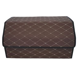 Cutie de Depozitare Auto, Flippy, Organizator Premium Portbagaj, Geanta Multifunctionala din Piele Ecologica, Rezistent la Uzura si Pliabil, 2 Compartimente Depozitare, Maro Havana, 55 x 30 x 30cm