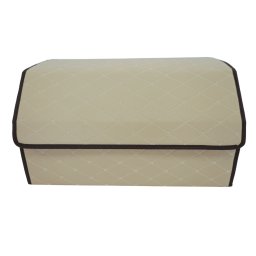 Cutie de Depozitare Auto, Flippy, Organizator Premium Portbagaj, 2 Compartimente Depozitare, Geanta Multifunctionala din Piele Ecologica, Pliabil si Rezistent la Uzura, Bej Deschis, 55 x 30 x 30cm