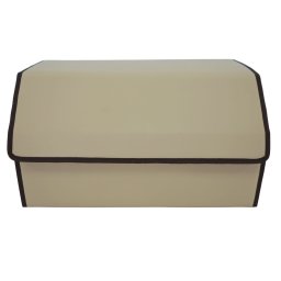Cutie de Depozitare Auto, Flippy, Organizator Premium Portbagaj, Geanta Multifunctionala din Piele Ecologica, 2 Compartimente Depozitare, Pliabil si Rezistent la Uzura, Bej, 55 x 30 x 30cm