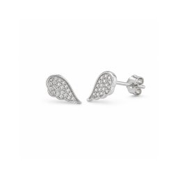 Cercei Stud din Argint 925, Jolie Silver, Model Aripi de Inger, cu Zirconii Albe, Design Elegant, Finisaj Lucios, Argintiu