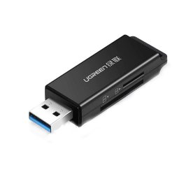 CARD READER extern Ugreen, "CM104" interfata USB 3.0, citeste/scrie: SD, microSD viteza pana la 480Mbps, suporta carduri maxim 2 TB, plastic, black "40752" (timbru verde 0.03 lei) - 6957303847525