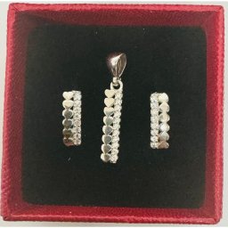 Set din Argint 925 (Cercei si Pandantiv), Model Inimi si Zirconiu, 4 g, Jolie Silver