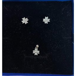 Set de Bijuterii din Argint 925, Jolie Silver, Model Floare cu 4 Petale, Decorat cu Pietre Albe, 1.8 g, Argintiu