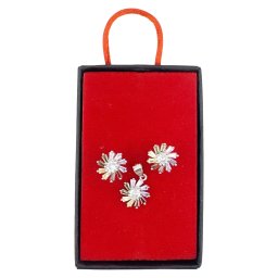 Set Bijuterii Dama Argint 925, Jolie, Model Flori Multicolore cu Mijloc Alb, Petale, 4.2 g, Multicolor/Argintiu