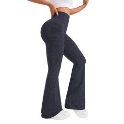 Pantaloni Sport de Dama, Flippy, pentru Yoga, Talie Inalta, Evazati, Tricotati, Albastru Marin, Marime XS