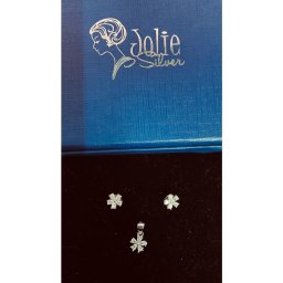 Set Cercei si Pandantiv, Jolie Silver, Argint 925, Model Floare 4 Petale, Pietre Zirconia Albe, 1.6 gr, Argintiu