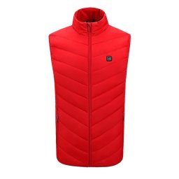 Vesta cu Incalzire, Flippy, Unisex, 2 Zone de Incalzire, Umplutura Bumbac, 3 Trepte de Temperatura, Incarcare USB, Rosu, 45 - 58 kg, Marime L