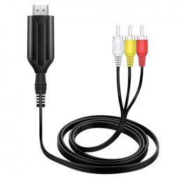 Cablu HDMI la AV, Active, Full HD, convertor HDMI digital la 3 x RCA analog, cu mufa video si sunet audio tata, cablu alimentare USB 5V, compatibilitate: PS4, dvd, receiver, calculator pc, laptop, camera video la televizor model vechi, AV tv