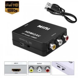 Adaptor HDMI la AV, Active, Full HD, convertor HDMI digital la 3 x RCA analog, cu mufa video si sunet audio mama, cablu alimentare USB 5V, compatibilitate: PS4, dvd, receiver, calculator pc, laptop, camera video la televizor model vechi, AV tv