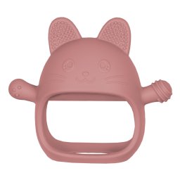Jucarie pentru dentitie din silicon, Appekids, Manusa Kitty - Old Rose