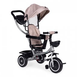 Tricicleta 2 in 1 pentru copii, scaun rotativ 360°, roti din spuma EVA, Ecotoys WQL-066-52 - Bej