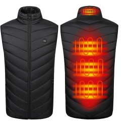 Vesta Inteligenta Incalzita, Flippy, Unisex, 2 Zone de Incalzire, Umplutura Bumbac, 3 Trepte de Temperatura, Incarcare USB, Negru, 45 - 58 kg, Marime L