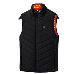 Vesta Inteligenta Incalzita, Flippy, Unisex, 2 Zone de Incalzire, Umplutura Bumbac, 3 Trepte de Temperatura, Incarcare USB, Negru, sub 45 kg, Marime S
