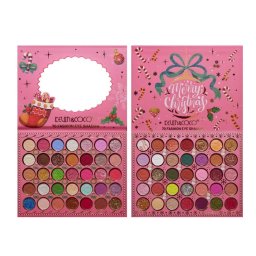 Trusa de Machiaj Profesionala Kevin&Coco Snowy Christmas, 70 Culori, Paleta All-in-One pentru Ochi si Fata, Farduri Mate, Sidefate si Glitter, Design Festiv de Craciun, Pigmentare Intensa, 22.5 x 17 x 2 cm, Roz