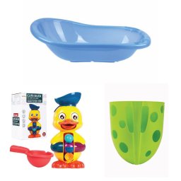 Pachet promo – BAITA – Cadita de baie + jucarie de baie + organizator jucarii de baie pentru copii