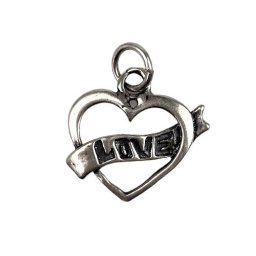 Pandantiv din Argint 925, Model Inima cu Text Love, Bijuterie Decorativa cu Design Romantic, Greutate 1.3 g, Argintiu