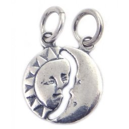 Pandantiv din Argint 925, Jolie Silver, Model Soare si Luna, Design Astral, 18x12 mm, Greutate 1.4 g, Argintiu