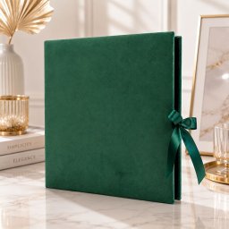 Album foto elegant velvet 500 fotografii 10x15, catifea verde, pagini negre premium