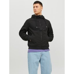 Jack & Jones Jacheta softshell, barbati, cu gluga, Regular fit, JJEBASIC, Negru (SELECTATI MARIMEA: S)