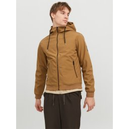 Jack & Jones Jacheta softshell, barbati, cu gluga, Regular fit, JJEBASIC, Maro (SELECTATI MARIMEA: L)