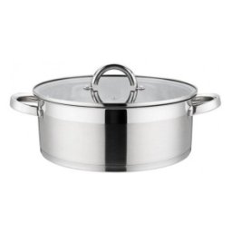 Set 2 x Cratita din Inox cu Capac din Sticla, Compatibila cu Plita cu Inductie, 22 cm, 4.5 l, Grunberg